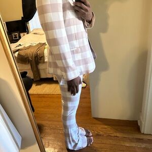 Plaid Suit Set in Pink and White